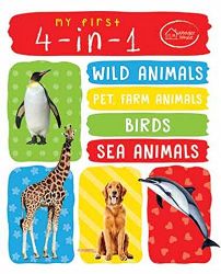 Wonder house My first 4 in 1 Wild Animals, Pet Farm Animal, Birds, Sea Birds